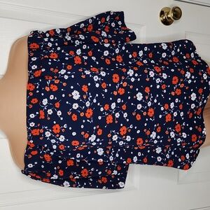 Michael Michael Kors off the shoulder floral blue and orange size s